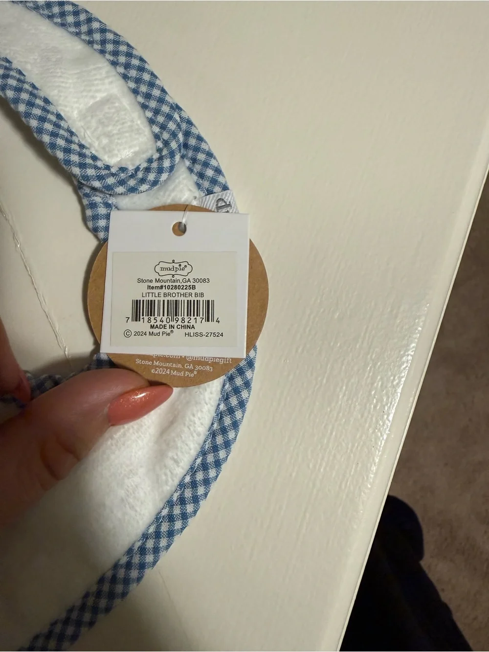 Baby Bro - White Bib by MudPie - NWT